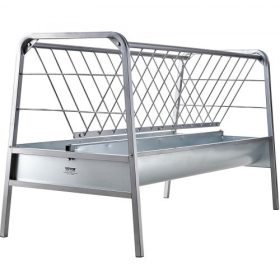   VEVOR állattenyésztési szénaetető, 2 az 1-ben gabona- és szénaetető, 80 gallonos űrtartalmú legelőetető, 59 hüvelykes hosszú kecskeszéna-etető mélyebb etetőtálcával, nagy teherbírású acél gabona- és szénatartó juhtenyésztőkhöz és