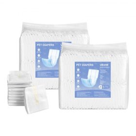  VEVOR eldobható hím kutyapelenkák, szuper nedvszívó hím kutyafóliák, 360°-os szivárgásmentes hasi szalagok nedvességjelzővel tüzelő, kiképző, inkontinencia alatt álló kutyusoknak - S, 96 darab (2 db 48 db-os csomag)
