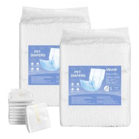   VEVOR eldobható hím kutyapelenkák, szuper nedvszívó hím kutyafóliák, 360°-os szivárgásmentes hasi szalagok nedvességjelzővel tüzelő, kiképző, inkontinencia alatt álló kutyusoknak - S, 144 darab (2 db 72 db-os csomag)