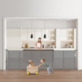   VEVOR Behúzható Babakapu, 870 mm Magas, Akár 2800 mm Szélesre Kihúzható, Behúzható Kapu Gyerekeknek Vagy Háziállatoknak, Hálós Anyag, Könnyen Felszerelhető Beltéri Lépcsőkre, Ajtóbejáratokra, Folyosókra, Játszószobákba, Szürke