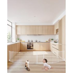   VEVOR babaajtó, 192 hüvelyk extra széles, 28 hüvelyk magas, 8 paneles összecsukható kutyaajtó, gyermek- és háziállat-biztonság érdekében, egy kézzel nyitható, két fal közé vagy kerítésként telepíthető, lépcsőkre és ajtókra, fehér