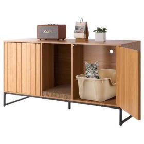   VEVOR macskaalom doboz bútor, 120 cm-es rejtett alomdoboz szekrény kaparópárnával és tárolóval, vízálló macskamosdó végasztal macskaház, a legtöbb alomdobozhoz illeszkedik, hálószobába, nappaliba