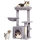 VEVOR macskafa beltéri macskáknak, 31,4"-es macskafatorony macskaházzal, szizál kaparófával, függőágy, felső ülőrudazat, ugróplatform, macskaház akasztólabdával, macskabútor aktivitásközpont, világosszürke