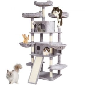   VEVOR Cat Tree 68,5 hüvelykes macska torony beltéri macskáknak, macskalakásos karcolóoszloppal