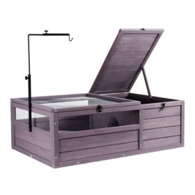   VEVOR teknős élőhely, fa teknős ház beltéri és kültéri, teknősház állítható lámpatartóval, 2 szobás hüllőház kisállat ketrec gekkó, gyík, kígyó számára 38x24x13 hüvelyk