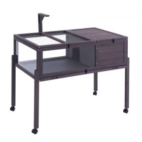   VEVOR teknős élőhely, fa teknős ház beltéri és kültéri használatra, guruló teknősház könnyű állvánnyal, hüllőház kisállat ketrec állvánnyal lábakkal, kerekekkel, gekkó, gyík, kígyó számára