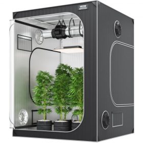   VEVOR 5x5 Grow sátor, 60" x 60" x 80" nagy fényvisszaverő 2000D Mylar hidroponikus termesztősátor megfigyelőablakkal, szerszámtáskával és padlótálcával beltéri növények termesztéséhez