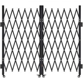   VEVOR Dupla Összecsukható Biztonsági Kapu, Zárható Ollós Kapu 360°-ban Forgó Görgőkkel, Kültéri Barikád Acél Behúzható Kapuk, Bejárati Biztonsághoz, Garázshoz, Raktárhoz és Medencéhez, 320 × 160,5 cm (Sz × M)