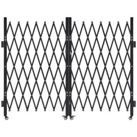   VEVOR Dupla Összecsukható Biztonsági Kapu, Zárható Ollós Kapu 360°-ban Forgó Görgőkkel, Kültéri Barikád Acél Behúzható Kapuk, Bejárati Biztonsághoz, Garázshoz, Raktárhoz és Medencéhez, 370 × 160,5 cm (Sz × M)
