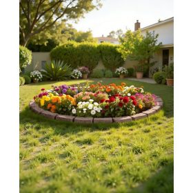   VEVOR műkőből készült kerti szegély, 46,4 x 2,2 hüvelykes valósághű gyepszegély, rugalmas tégla méretű kerti szegély rögzítő tüskékkel, fakulásálló udvari szegély kocsibeállókhoz, barna színű