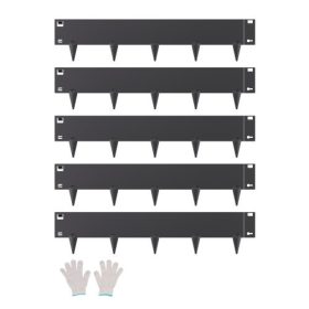   VEVOR acél kerti szegély, 5 csomag 39 x 5 hüvelykes rozsdaálló fém kerti szegély, hajlítható kerti szegély, nagy teherbírású gyepszegély, könnyen telepíthető, virágágyás udvari útelválasztó fekete