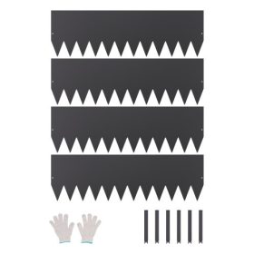   VEVOR acél kerti szegély, 4 csomag 40 x 12 hüvelykes rozsdaálló fém kerti szegély, hajlítható kerti szegély, nagy teherbírású gyepszegély, könnyen telepíthető, virágágyás udvari útelválasztó fekete