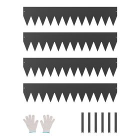   VEVOR acél kerti szegély, 4 csomag 40 x 8 hüvelykes rozsdaálló fém kerti szegély, hajlítható kerti szegély, nagy teherbírású gyepszegély, könnyen telepíthető, virágágyás udvari útelválasztó fekete