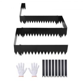   VEVOR horganyzott acél kerti szegély, 6 db-os csomag 1016 x 254 mm-es fém szegély kertépítéshez 8 rögzítőkapoccsal, strapabíró fém kerti szegély virágágyáshoz, udvari ösvényhez, fekete