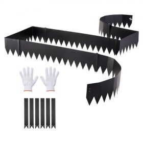   VEVOR horganyzott acél kerti szegély, 6 db-os 1016 x 203 mm-es fém szegély kertépítéshez 6 rögzítőkapoccsal, hajlítható fém kerti szegély virágágyáshoz, udvari ösvényhez, fekete