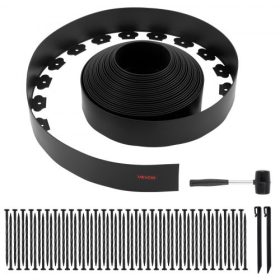   VEVOR kerti szegély, 2000 x 10 cm-es műanyag kerti szegély 30 tüskével és 2 talajkaróval, ásás nélkül, rugalmas gyepszegély tekercs, UV-álló mini kerítésszegély virágágyásokhoz, udvari térkő