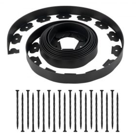   VEVOR kerti szegély, 600 x 5 cm-es műanyag kerti szegély 120 tüskével, ásásmentes, rugalmas gyepszegély tekercs, UV-álló mini kerítésszegélyek, ösvényszegélyek virágágyásokhoz, udvari térkő