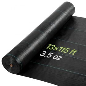   VEVOR gyomfertőtlenítő szövet, nagy teherbírású, 4x35,1 m 99,2 g tereprendezési szövet, szőtt gyomgátló szövetek, kerti szövetek gyomfertőtlenítő, gyomszabályozás talajtakaró, geotextília heveder, kertészeti szőnyeg, fekete