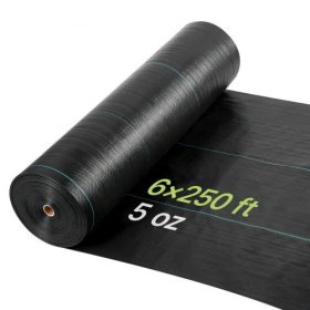   VEVOR gyomfertőtlenítő szövet, nagy teherbírású, 1,8x76,2 m 141,7 g tereprendezési szövet, szőtt gyomgátló szövetek, kerti szövetek gyomfertőtlenítő, gyomszabályozás talajtakaró, geotextília heveder, kertészeti szőnyeg, fekete
