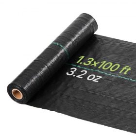   VEVOR gyomfólia szövet, nagy teherbírású, 0,4 x 30,5 m 90,7 g tereprendezési szövet, szőtt gyomgátló szövetek, kerti szövetek gyomfólia, gyomszabályozás talajtakaró, geotextília heveder, kertészeti szőnyeg, fekete