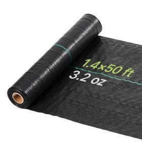   VEVOR gyomirtó szövet, nagy teherbírású, 0,4 x 15,2 m 90,7 g tereprendezési szövet, szőtt gyomirtó szövetek, kerti szövetek gyomvédő, gyomszabályozás talajtakaró, geotextília heveder, kertészeti szőnyeg, fekete