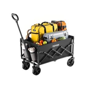  VEVOR összecsukható kocsikocsik, 120 literes és 225 fontos összecsukható kocsik terepjáró kerekekkel, nagy teherbírású kültéri haszonkocsi állítható fogantyúval, hordozható kempingkocsi strand- és kerti bevásárláshoz, fekete