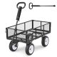 VEVOR kerti kocsi, 408,2 kg, strapabíró acél udvari és kerti kocsi 10 hüvelykes gumiabroncsokkal, kültéri kerti szék állítható fogantyúval, levehető oldalsó panelekkel, ATV-hez vagy traktorhoz rögzíthető, fekete