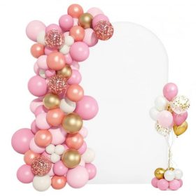   VEVOR íves háttértartó állvány, 2,2 x 1,2 m, stabil szerkezet, könnyen összeszerelhető, 1 darabos arany színű fém íves háttértartó állvány borítóval esküvőre, születésnapi partira, ünnepi ünnepségre és szertartás dekorációra