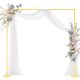 VEVOR íves háttértartó állvány, 2,4 x 2,4 m, stabil szerkezet, könnyű összeszerelés, négyzet alakú, arany színű fém íves háttértartó esküvőkre, születésnapi partikra, ballagásokra, ünnepségekre és ünnepségek dekorációjára