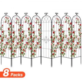   VEVOR kerti rács, 180 x 52,5 cm-es rózsarács, 8 db-os kerti virágos rózsarács porszórt bevonattal és kényelmes zárral, növénytartó rács virágokhoz, zöldségekhez, rózsákhoz