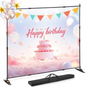   VEVOR Step and Repeat 8'x8'- 10'x8' Backdrop Banner állvány Állítható teleszkópos magasságú és szélességű visszahúzható transzparens állvány hordtáskával