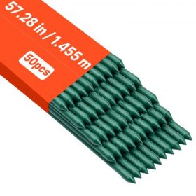   VEVOR kerti karók, 50 db-os csomag, 1455 mm, műanyag bevonatú fém paradicsomkarók, kerti rudak növények megtámasztására, hegyes véggel és csúszásgátló dudorokkal, kúszónövények és kültéri zöldségek termesztéséhez