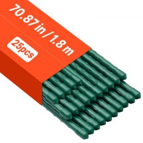   VEVOR kerti karók, 25 db-os csomag, 1800 mm, műanyag bevonatú fém paradicsomkarók, kerti rudak növények megtámasztására, hegyes véggel és csúszásgátló dudorokkal, hegymászó növények, kültéri zöldségek termesztéséhez