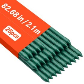   VEVOR kerti karók, 25 db-os csomag, 2100 mm, műanyag bevonatú fém paradicsomkarók, kerti rudak növények megtámasztására, hegyes véggel és csúszásgátló dudorokkal, hegymászó növények, kültéri zöldségek termesztéséhez