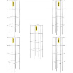   VEVOR paradicsomkalitkák, 29,4 x 29,4 x 117,5 cm, 5 db-os négyzet alakú növénytartó ketrec, ezüst PVC-bevonatú acél paradicsomtornyok kúszó zöldségekhez, növényekhez, virágokhoz, gyümölcsökhöz