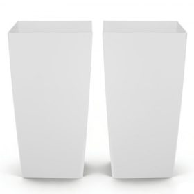   VEVOR magas virágcserép készlet, 2 db, 750 mm-es nagy kültéri kúpos virágcserép kültéri beltéri növényekhez, tornácra való műanyag modern virágcserepek görgőkkel, belső cseréppel és vízelvezető lyukakkal teraszra, kertbe, fehér