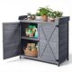 VEVOR virágcserepes asztal, kültéri kerti fa tárolószekrény 98 x 48 cm-es fa asztallappal, kerti ültető munkaállomás nagy tárolóhellyel teraszra, hátsó udvarra, szürke