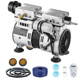   VEVOR tólevegtetők, 5,2 CFM levegőztető rendszer akár 3 hektáros tavakhoz, 4/5 LE légkompresszor, 1 diffúzor és 30,5 m súlyozott cső, kültéri tólevegtető szivattyú mélyvízi oxigénkeringetéshez