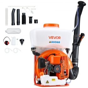   VEVOR hátizsákos ködszóró, 63 cm³-es 3 LE-s motor, benzinüzemű ködszóró 16 literes tartállyal, por és folyékony porlasztó rendszerrel a bolhák és kullancsok hatékony irtásához, kertészkedéshez és gazdálkodáshoz
