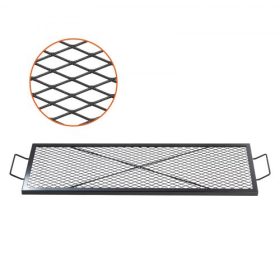   VEVOR X-Marks tűzrakóhely grillrács, téglalap alakú főzőrács, nagy teherbírású acél tábortűz BBQ grillrács fogantyúval és tartóval X huzal, hordozható kempingedények kültéri összejövetelekhez, 44 hüvelykes fekete