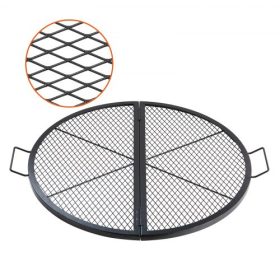   VEVOR X-Marks tűzrakóhely grillrács, összecsukható kerek főzőrács, nagy teherbírású acél tábortűz BBQ grillrács fogantyúval és tartóval X huzal, hordozható kempingedények kültéri partikhoz, 36 hüvelykes fekete
