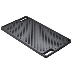   VEVOR megfordítható grill/sütőlap, 9,7"x16,7" előfűszerezett öntöttvas sütőlap, téglalap alakú dupla égőfejes serpenyő, tapadásmentes családi edény fogantyúkkal, lapos tetejű BBQ-hoz, gázgrillhez, fekete