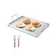 VEVOR rozsdamentes acél serpenyő, 23x16 hüvelykes univerzális lapos tetejű téglalap alakú lemez, gázgrill serpenyő BBQ grillhez, Teppanyaki, hordozható családi főzőedény fogantyúval, kempingpartihoz