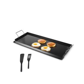   VEVOR szénacél serpenyő, 32x14 hüvelykes univerzális lapos tetejű téglalap alakú lemez, gázgrill serpenyő BBQ grillhez, Teppanyaki, hordozható családi főzőedény fogantyúval, kempingpartihoz