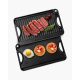 VEVOR megfordítható grill/sütőlap, 14x8,5 hüvelykes előfűszerezett öntöttvas sütőlap, hordozható téglalap alakú serpenyő fogantyúval, családi főzőedény beltéri/kültéri tűzhelyhez, gáz, kemping BBQ, fekete
