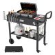 VEVOR kültéri grillkocsi, 787 x 432 mm asztali méretű grillezőasztal, összecsukható kültéri főzőasztal papírzsebkendőtartóval, kerekekkel, mágneses szerszámtartóval, BBQ előkészítő asztalok piknikhez, konyhába, udvarra