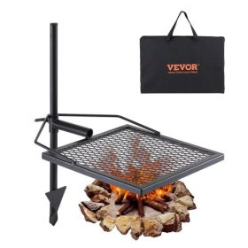   VEVOR forgó tábortűz grill, nagy teherbírású acél, nyitott tűzhely, állítható főzőrács