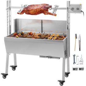   VEVOR forgónyársas grill 60 kg/132 ​​font BBQ forgónyársas grillsütő terelőlappal, faszénes nyársas sütőgép, 25 W-os faszénes csapágyas báránynyársas sütő, disznósütő kültéri piknikhez, kempingezéshez