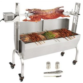   VEVOR Roaster Nyárs Forgónyárs BBQ Grill Sertés Bárány Csirke Sütő 50W 132LBS