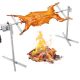 VEVOR elektromos BBQ forgónyárs grillsütő készlet, 56 hüvelykes, 132 font kapacitású, automatikus, 52 W-os motorral állítható magasságú univerzális sütőállvány, rozsdamentes acél grillsütő készlet, hővédővel ellátott nyárs sertés-